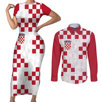 Custom Croatia Football 2024 Go Champion Couples Matching Short Sleeve Bodycon Dress and Long Sleeve Button Shirt - Wonder Print Shop