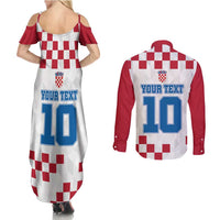 Custom Croatia Football 2024 Go Champion Couples Matching Summer Maxi Dress and Long Sleeve Button Shirt - Wonder Print Shop