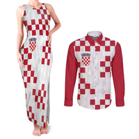 Custom Croatia Football 2024 Go Champion Couples Matching Tank Maxi Dress and Long Sleeve Button Shirt - Wonder Print Shop
