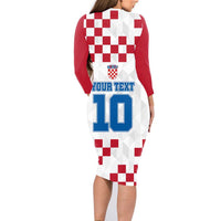 Custom Croatia Football 2024 Go Champion Family Matching Long Sleeve Bodycon Dress and Hawaiian Shirt - Wonder Print Shop