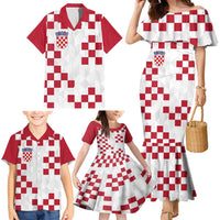 Custom Croatia Football 2024 Go Champion Family Matching Mermaid Dress and Hawaiian Shirt - Wonder Print Shop