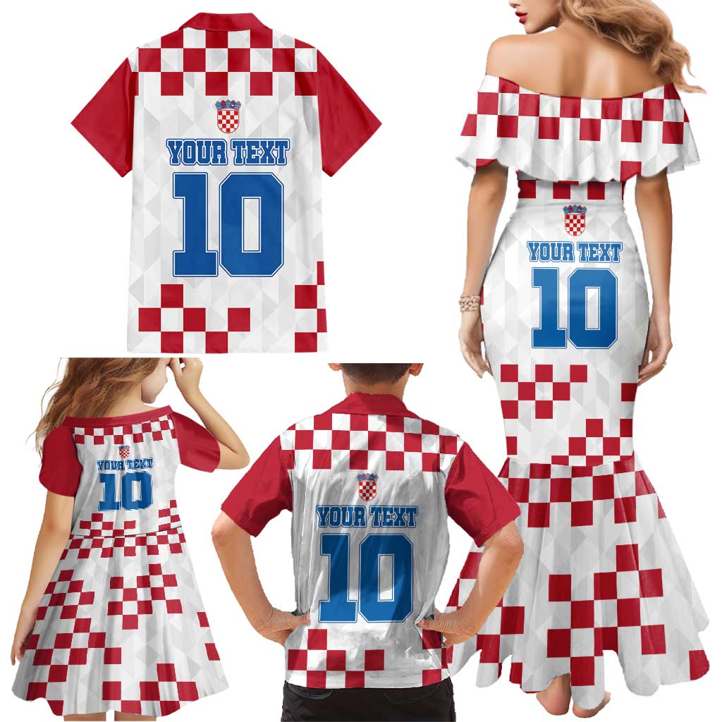 Custom Croatia Football 2024 Go Champion Family Matching Mermaid Dress and Hawaiian Shirt - Wonder Print Shop