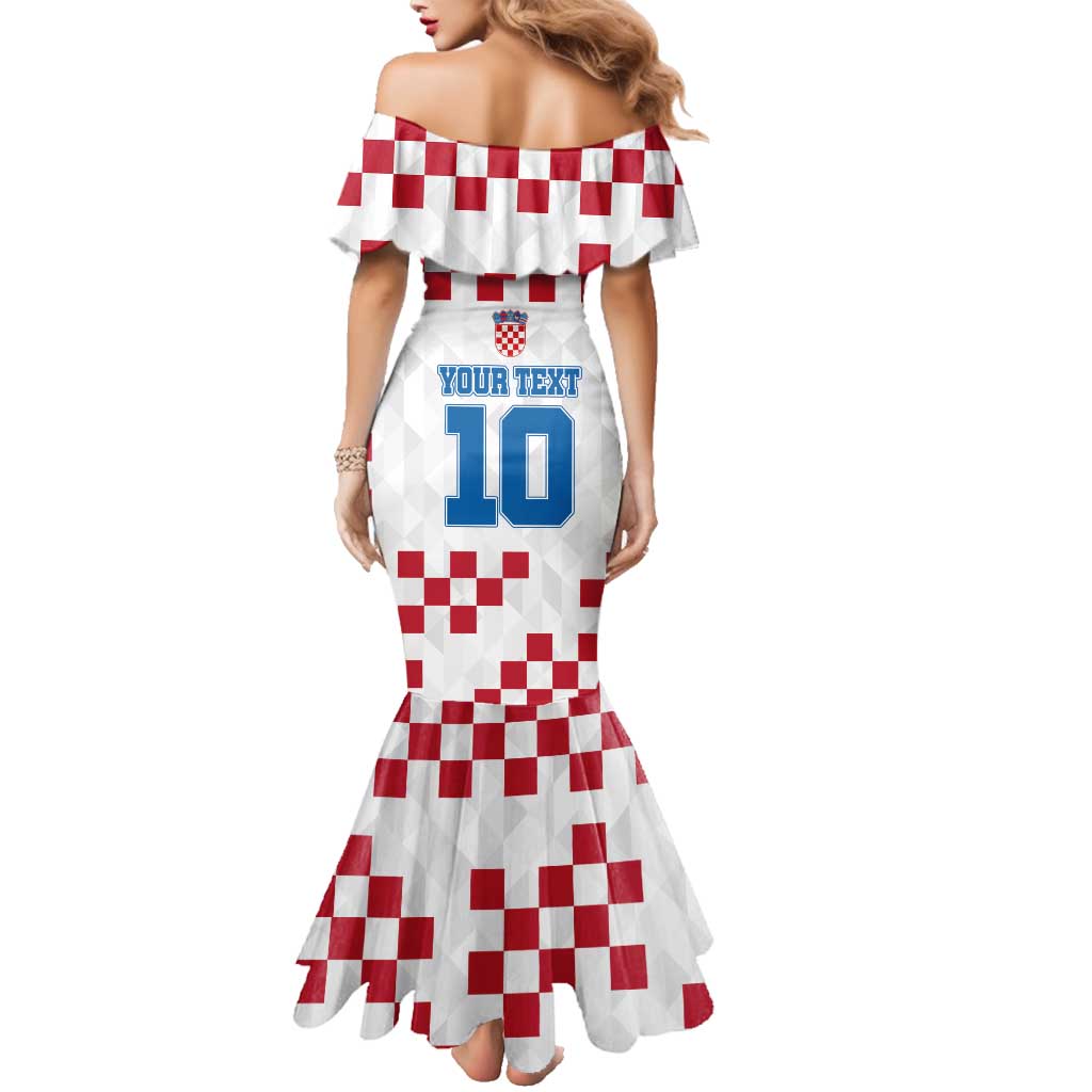 Custom Croatia Football 2024 Go Champion Family Matching Mermaid Dress and Hawaiian Shirt - Wonder Print Shop