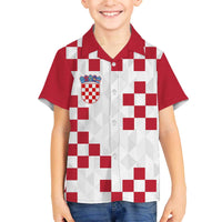 Custom Croatia Football 2024 Go Champion Family Matching Off The Shoulder Long Sleeve Dress and Hawaiian Shirt - Wonder Print Shop