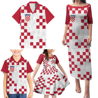 Custom Croatia Football 2024 Go Champion Family Matching Puletasi and Hawaiian Shirt - Wonder Print Shop