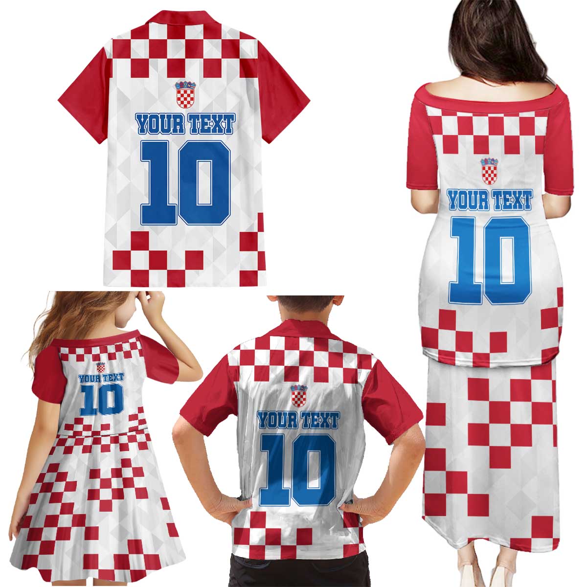 Custom Croatia Football 2024 Go Champion Family Matching Puletasi and Hawaiian Shirt - Wonder Print Shop