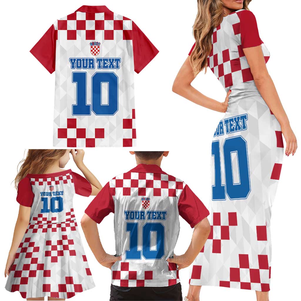 Custom Croatia Football 2024 Go Champion Family Matching Short Sleeve Bodycon Dress and Hawaiian Shirt - Wonder Print Shop