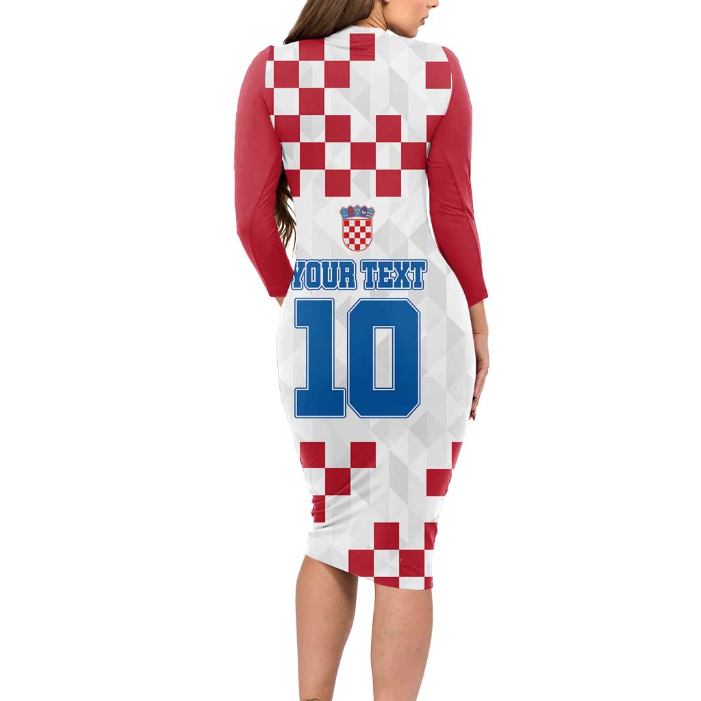 Custom Croatia Football 2024 Go Champion Long Sleeve Bodycon Dress - Wonder Print Shop