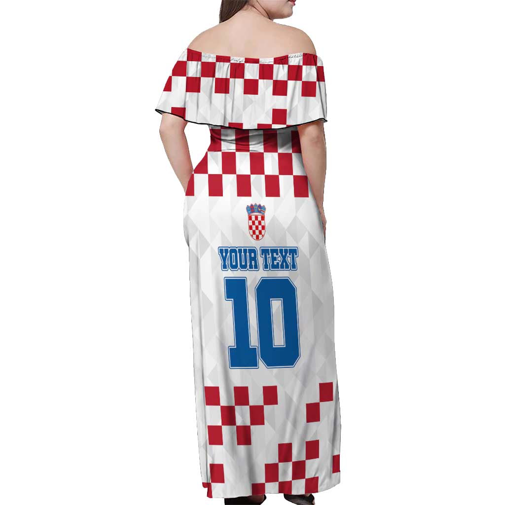Custom Croatia Football 2024 Go Champion Off Shoulder Maxi Dress - Wonder Print Shop
