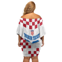 Custom Croatia Football 2024 Go Champion Off Shoulder Short Dress - Wonder Print Shop