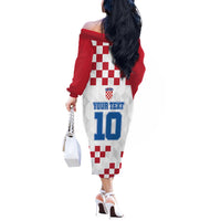 Custom Croatia Football 2024 Go Champion Off The Shoulder Long Sleeve Dress - Wonder Print Shop