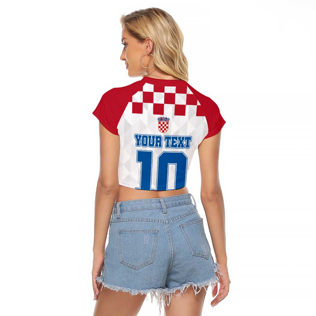 Custom Croatia Football 2024 Go Champion Raglan Cropped T Shirt - Wonder Print Shop