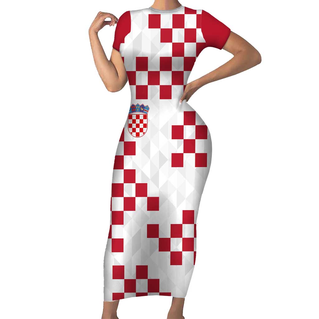 Custom Croatia Football 2024 Go Champion Short Sleeve Bodycon Dress - Wonder Print Shop