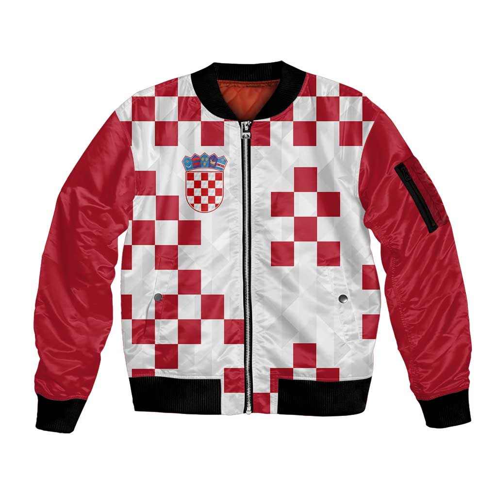 Custom Croatia Football 2024 Go Champion Sleeve Zip Bomber Jacket - Wonder Print Shop
