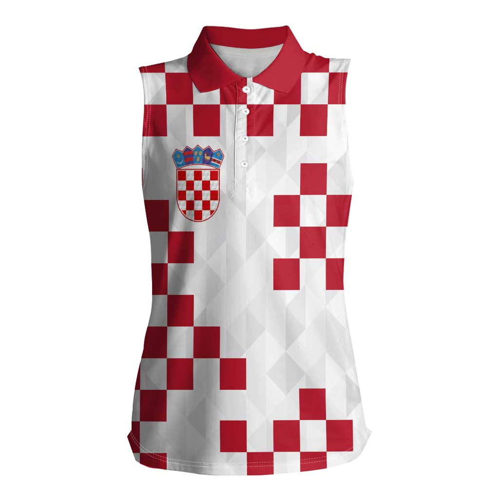 Custom Croatia Football 2024 Go Champion Women Sleeveless Polo Shirt - Wonder Print Shop