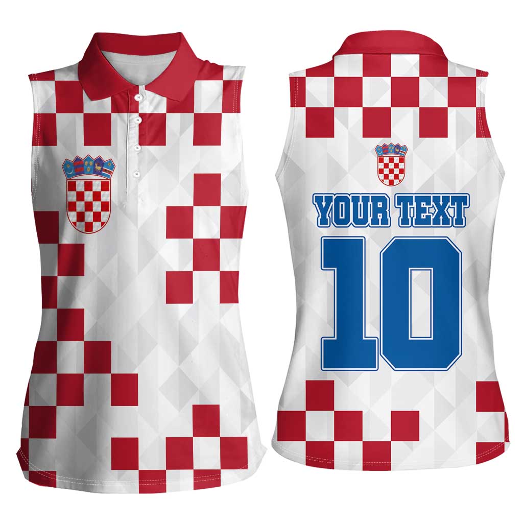 Custom Croatia Football 2024 Go Champion Women Sleeveless Polo Shirt - Wonder Print Shop