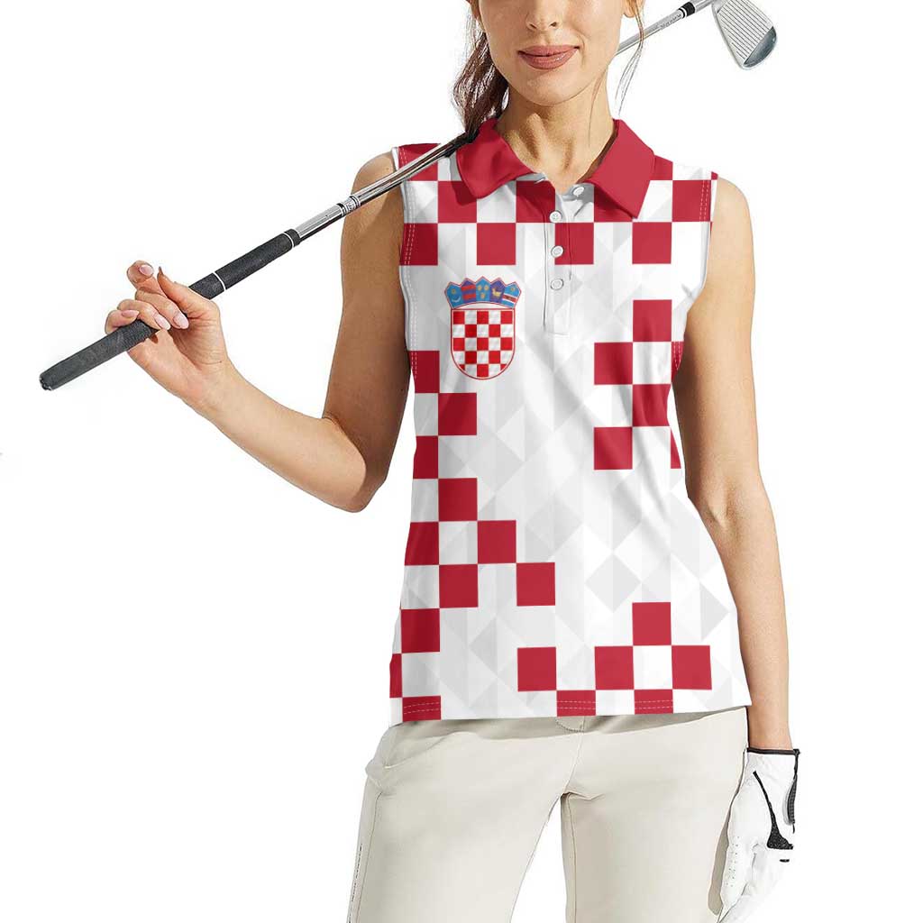 Custom Croatia Football 2024 Go Champion Women Sleeveless Polo Shirt - Wonder Print Shop
