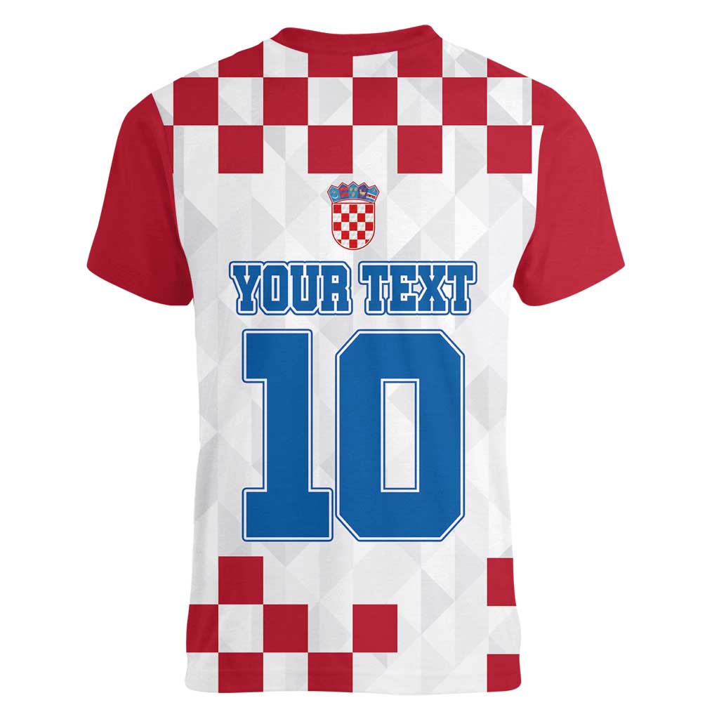 Custom Croatia Football 2024 Go Champion Women V-Neck T-Shirt - Wonder Print Shop