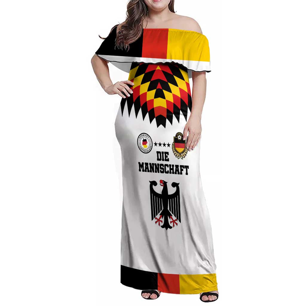 Custom Germany Football 2024 Go Champion Family Matching Off Shoulder Maxi Dress and Hawaiian Shirt Design 90s Style Home Color - Wonder Print Shop