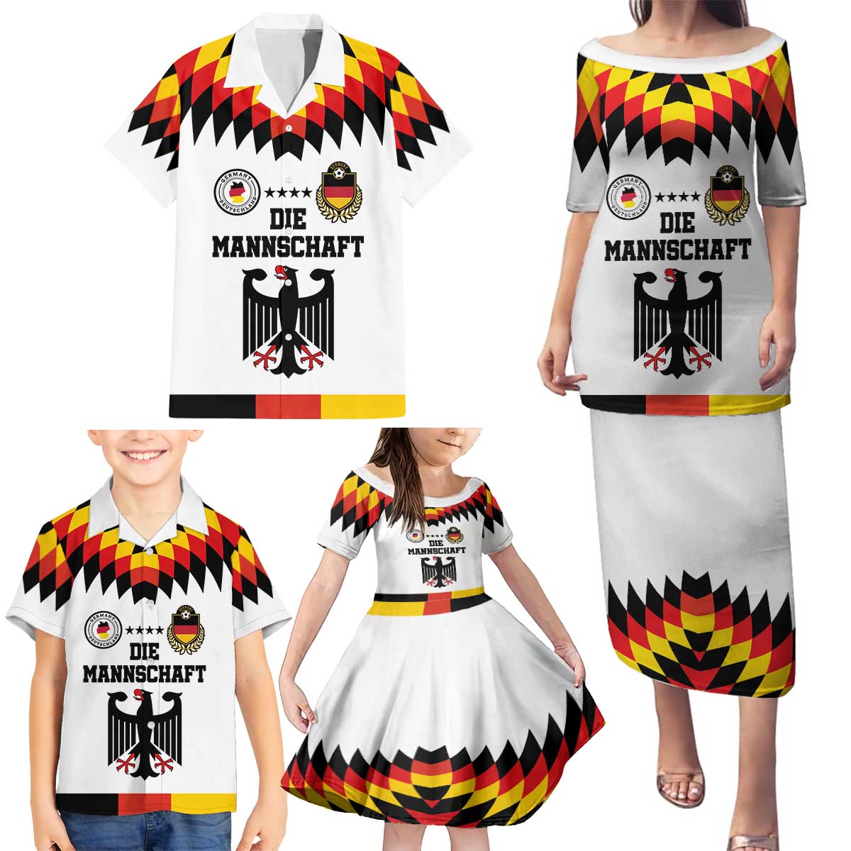 Custom Germany Football 2024 Go Champion Family Matching Puletasi and Hawaiian Shirt Design 90s Style Home Color - Wonder Print Shop
