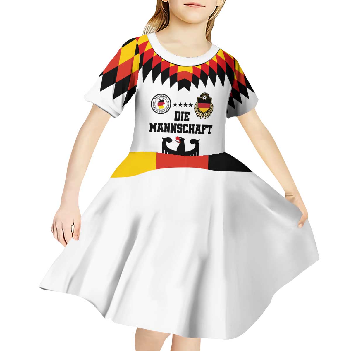Custom Germany Football 2024 Go Champion Kid Short Sleeve Dress Design 90s Style Home Color - Wonder Print Shop