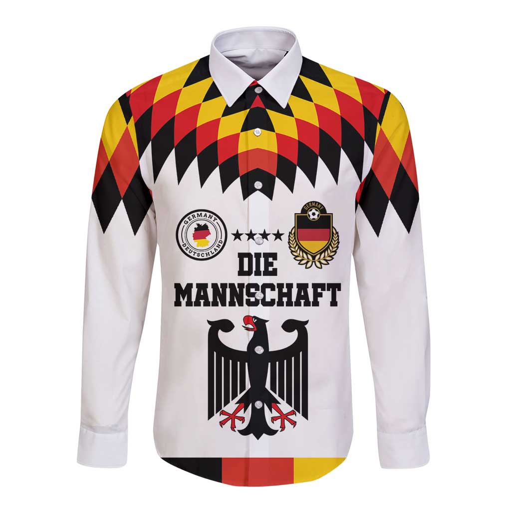 Custom Germany Football 2024 Go Champion Long Sleeve Button Shirt Design 90s Style Home Color - Wonder Print Shop
