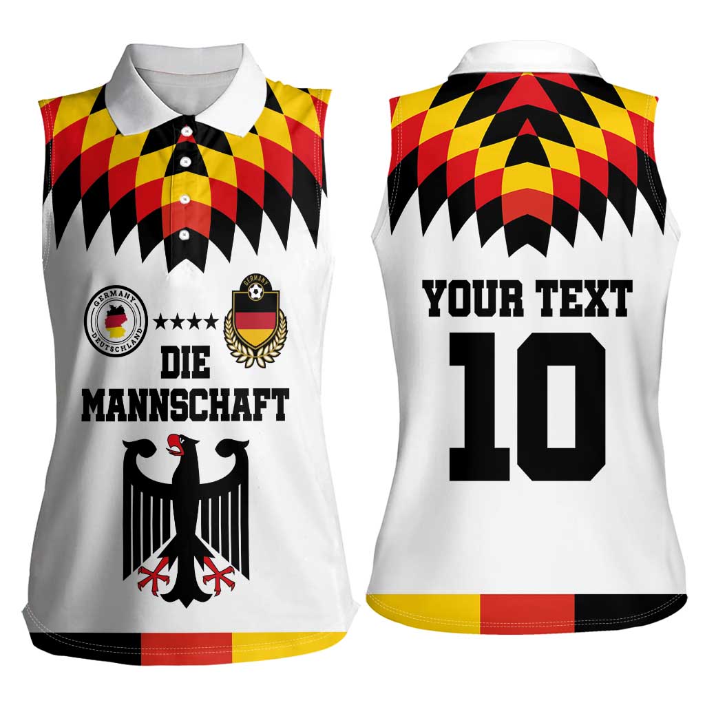 Custom Germany Football 2024 Go Champion Women Sleeveless Polo Shirt Design 90s Style Home Color - Wonder Print Shop