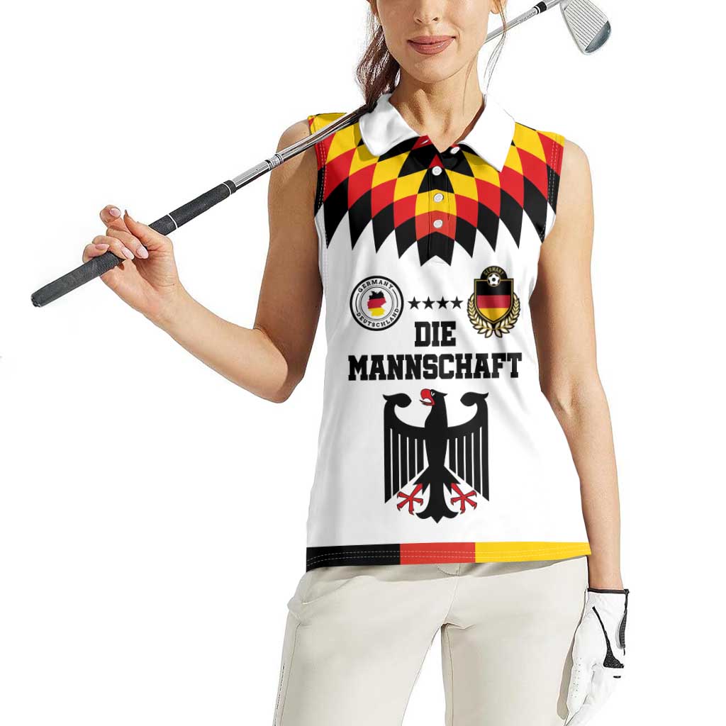 Custom Germany Football 2024 Go Champion Women Sleeveless Polo Shirt Design 90s Style Home Color - Wonder Print Shop