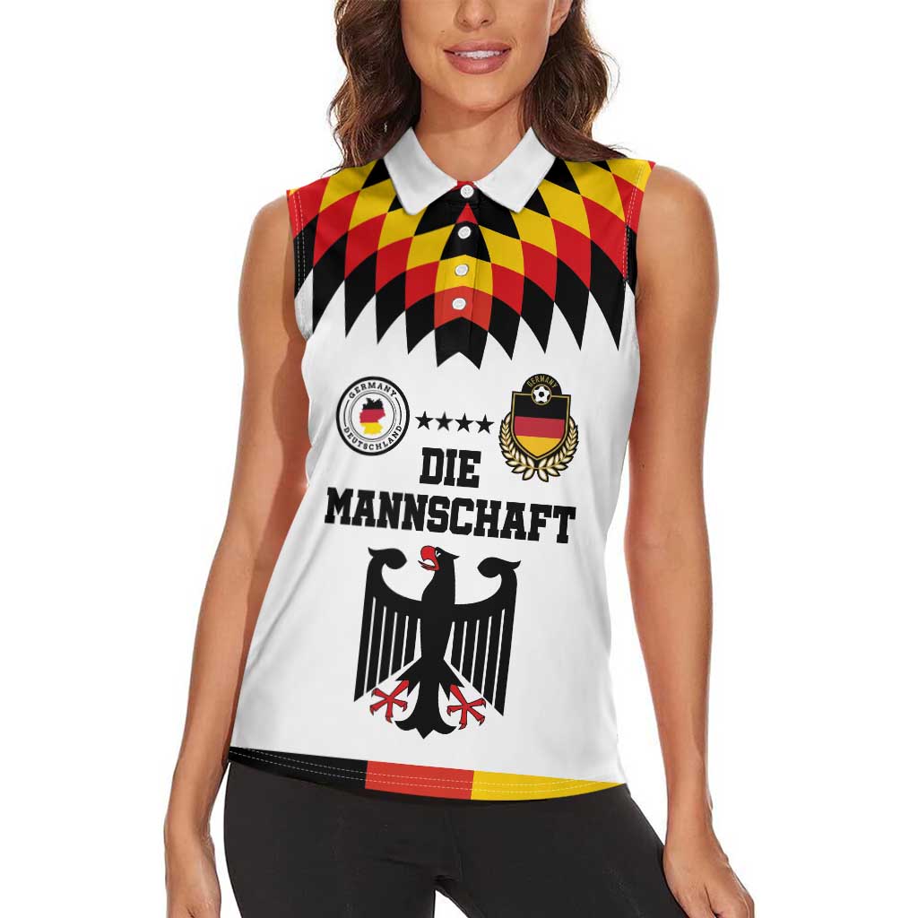 Custom Germany Football 2024 Go Champion Women Sleeveless Polo Shirt Design 90s Style Home Color - Wonder Print Shop
