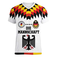 Custom Germany Football 2024 Go Champion Women V-Neck T-Shirt Design 90s Style Home Color - Wonder Print Shop