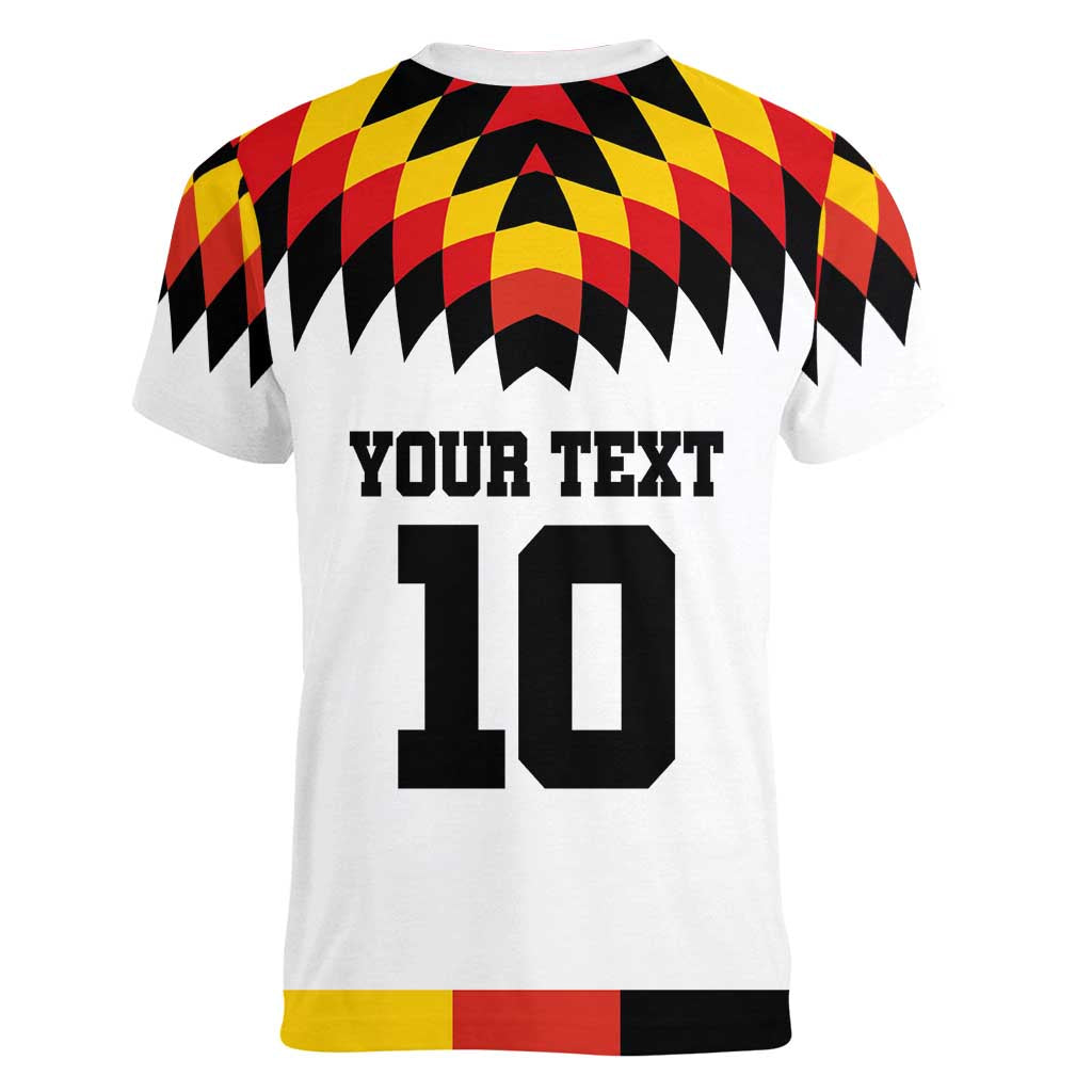 Custom Germany Football 2024 Go Champion Women V-Neck T-Shirt Design 90s Style Home Color - Wonder Print Shop