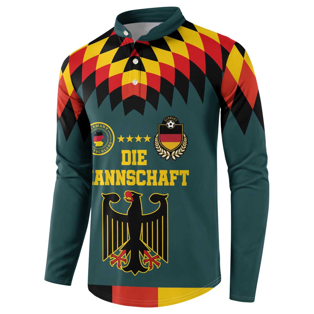 Custom Germany Football 2024 Go Champion Button Sweatshirt Design 90s Style Away Color - Wonder Print Shop