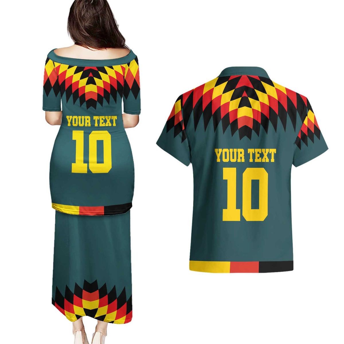 Custom Germany Football 2024 Go Champion Couples Matching Puletasi and Hawaiian Shirt Design 90s Style Away Color - Wonder Print Shop
