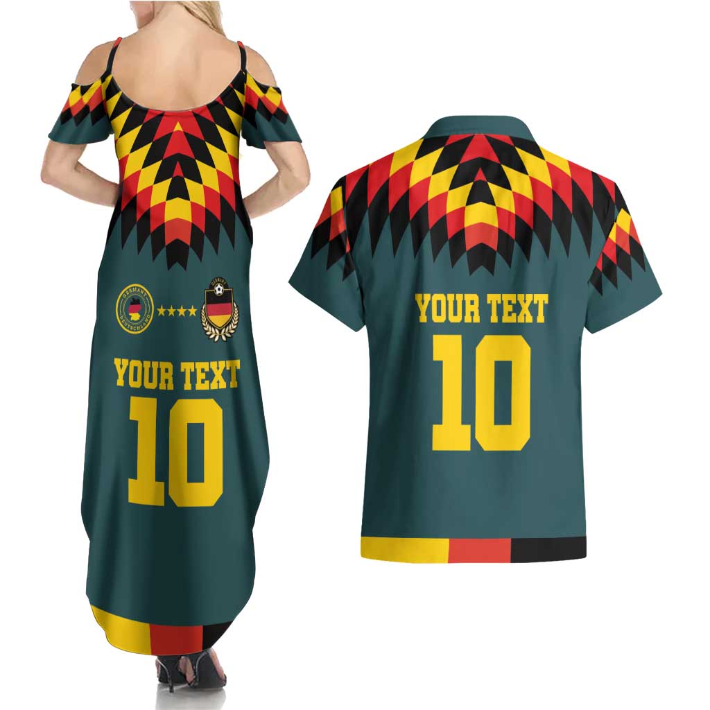 Custom Germany Football 2024 Go Champion Couples Matching Summer Maxi Dress and Hawaiian Shirt Design 90s Style Away Color - Wonder Print Shop