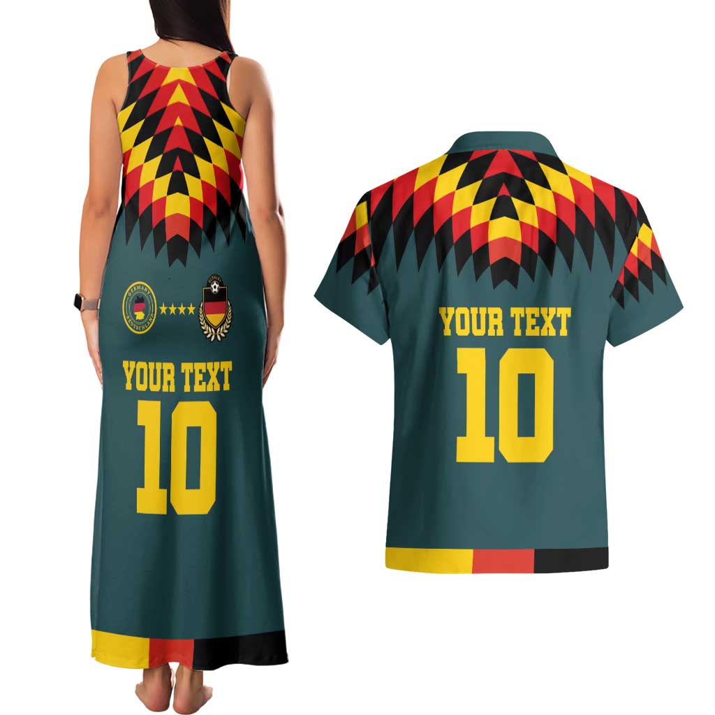 Custom Germany Football 2024 Go Champion Couples Matching Tank Maxi Dress and Hawaiian Shirt Design 90s Style Away Color - Wonder Print Shop