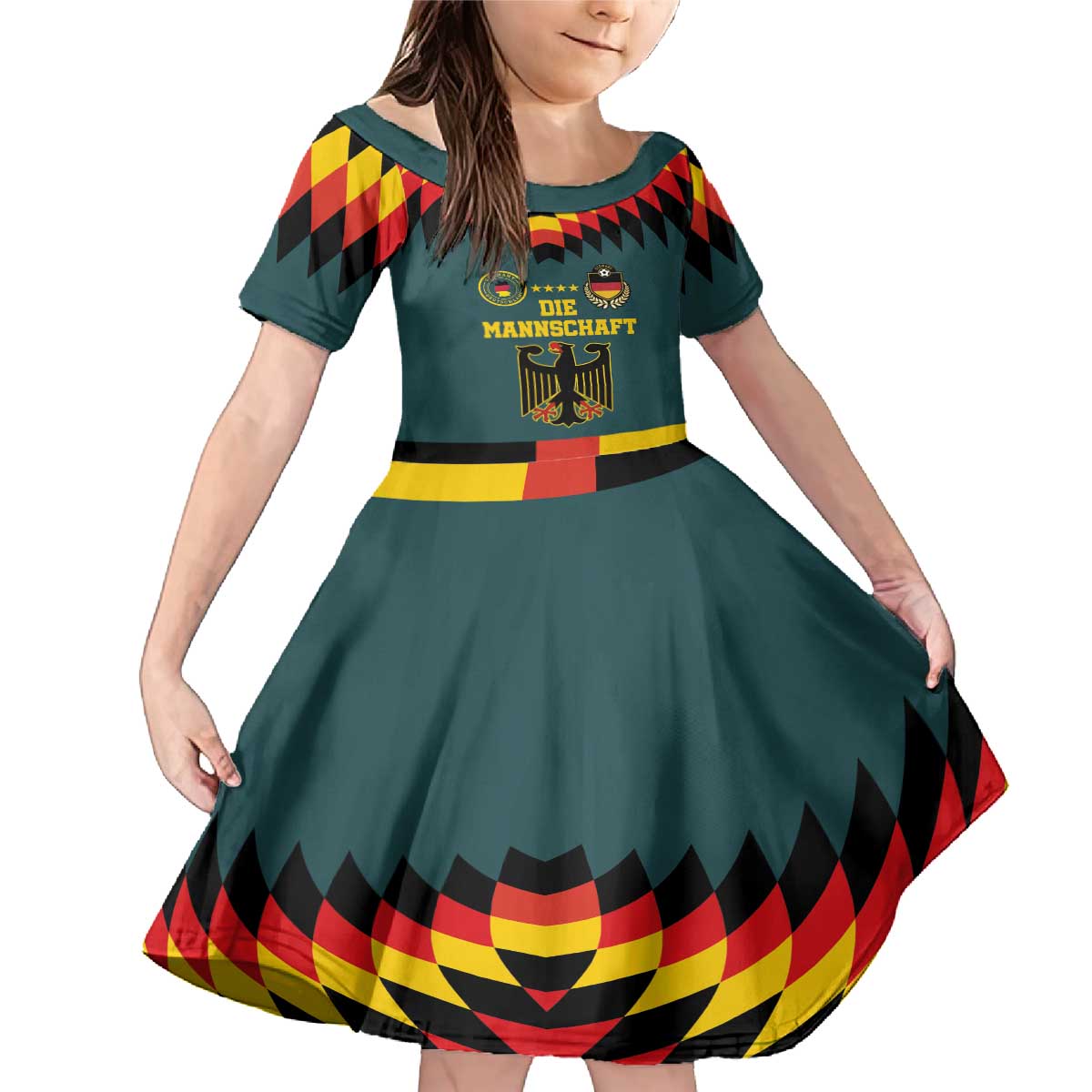 Custom Germany Football 2024 Go Champion Family Matching Mermaid Dress and Hawaiian Shirt Design 90s Style Away Color - Wonder Print Shop