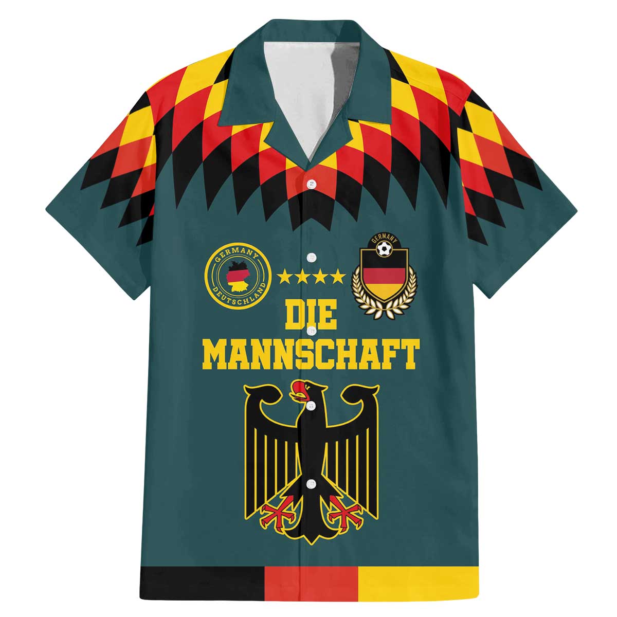 Custom Germany Football 2024 Go Champion Family Matching Mermaid Dress and Hawaiian Shirt Design 90s Style Away Color - Wonder Print Shop