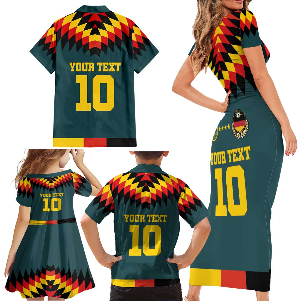Custom Germany Football 2024 Go Champion Family Matching Short Sleeve Bodycon Dress and Hawaiian Shirt Design 90s Style Away Color - Wonder Print Shop