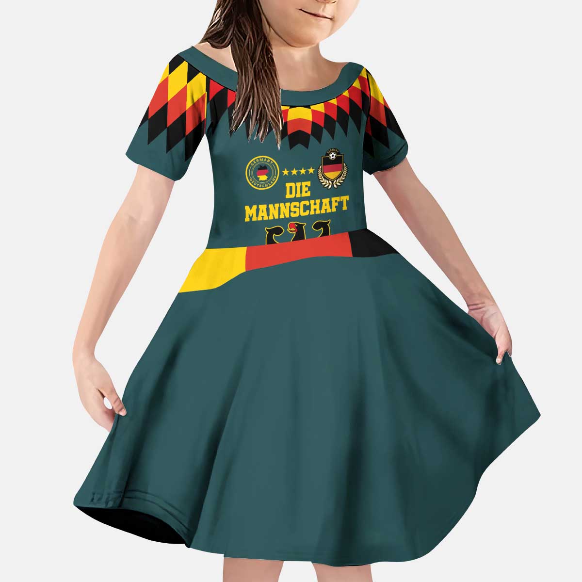 Custom Germany Football 2024 Go Champion Kid Short Sleeve Dress Design 90s Style Away Color - Wonder Print Shop