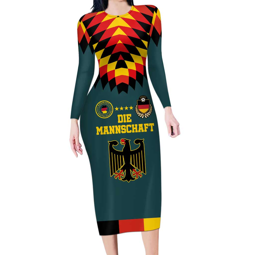 Custom Germany Football 2024 Go Champion Long Sleeve Bodycon Dress Design 90s Style Away Color - Wonder Print Shop