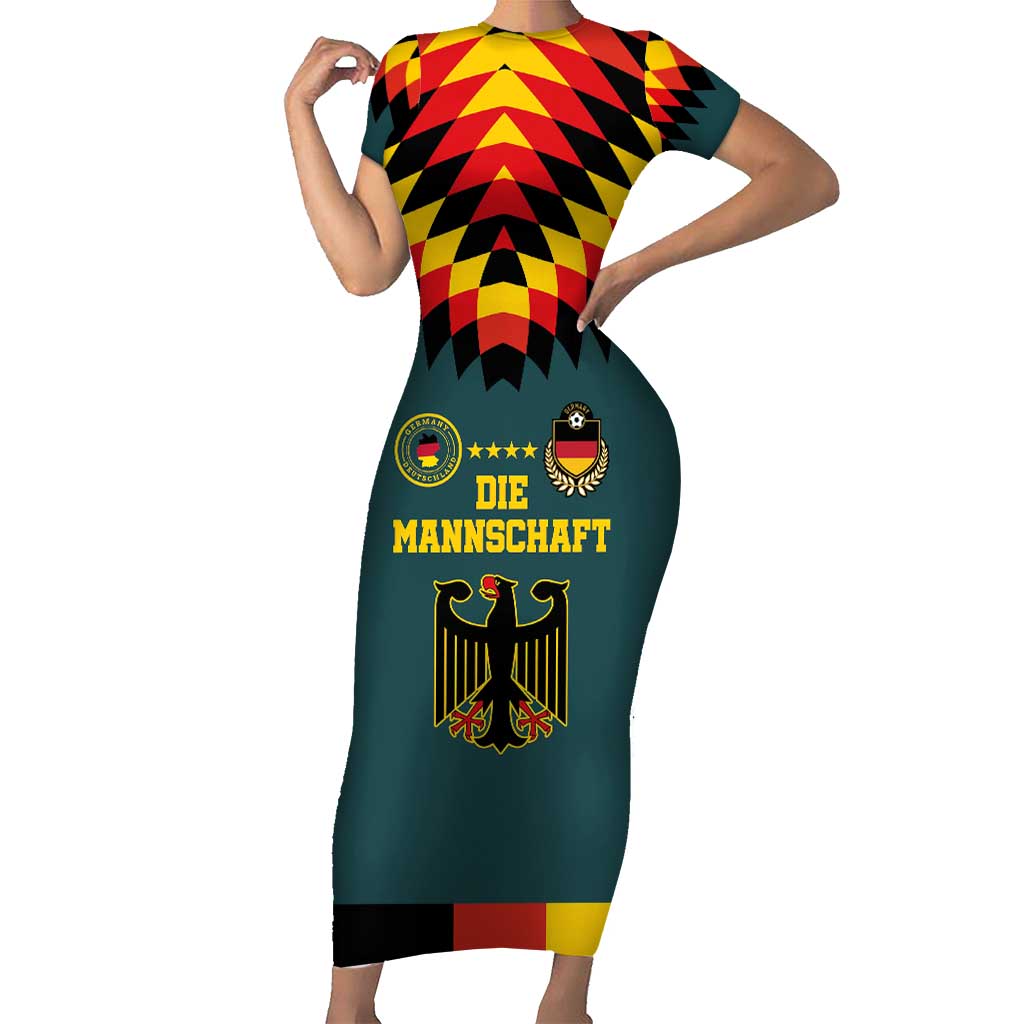 Custom Germany Football 2024 Go Champion Short Sleeve Bodycon Dress Design 90s Style Away Color - Wonder Print Shop