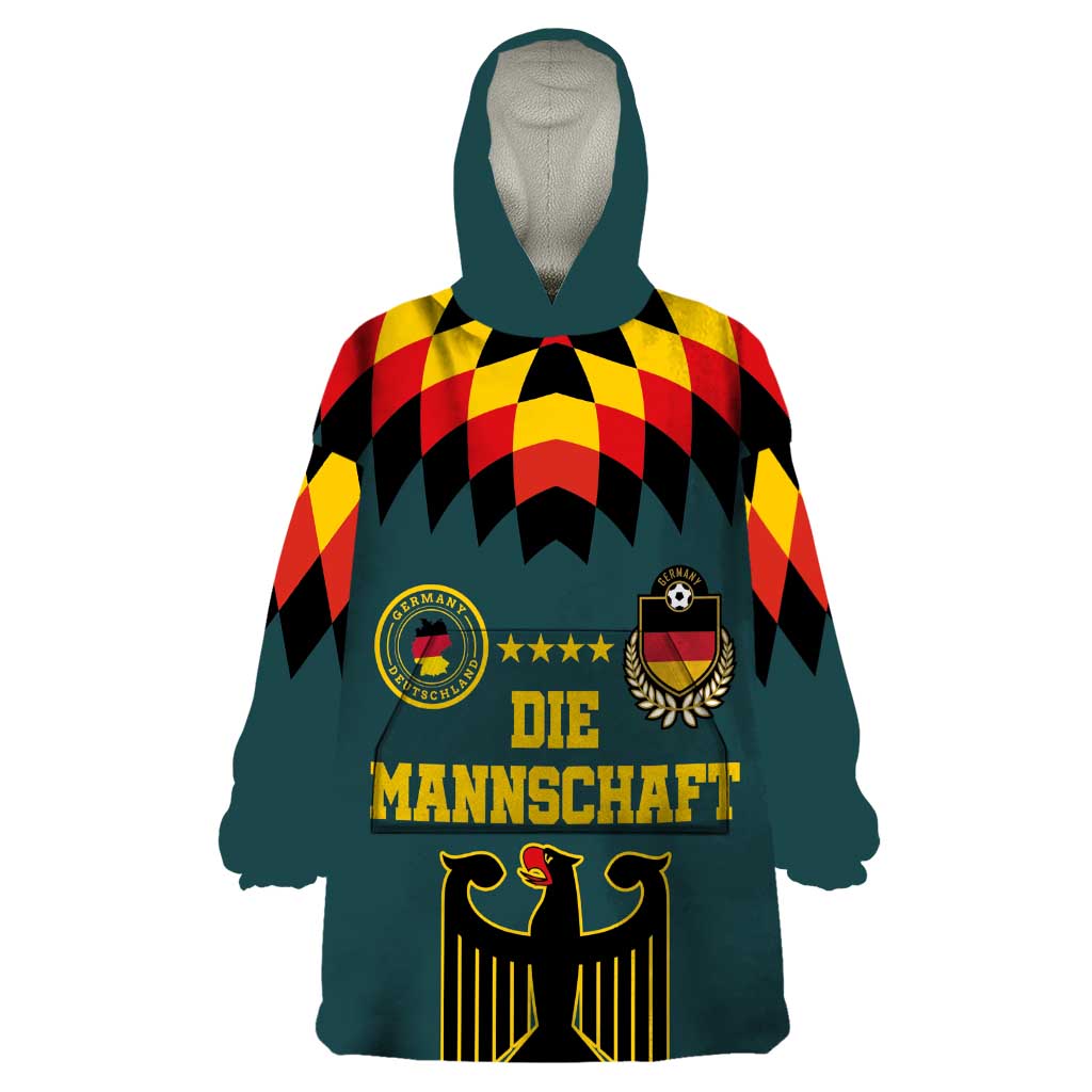 Custom Germany Football 2024 Go Champion Wearable Blanket Hoodie Design 90s Style Away Color - Wonder Print Shop