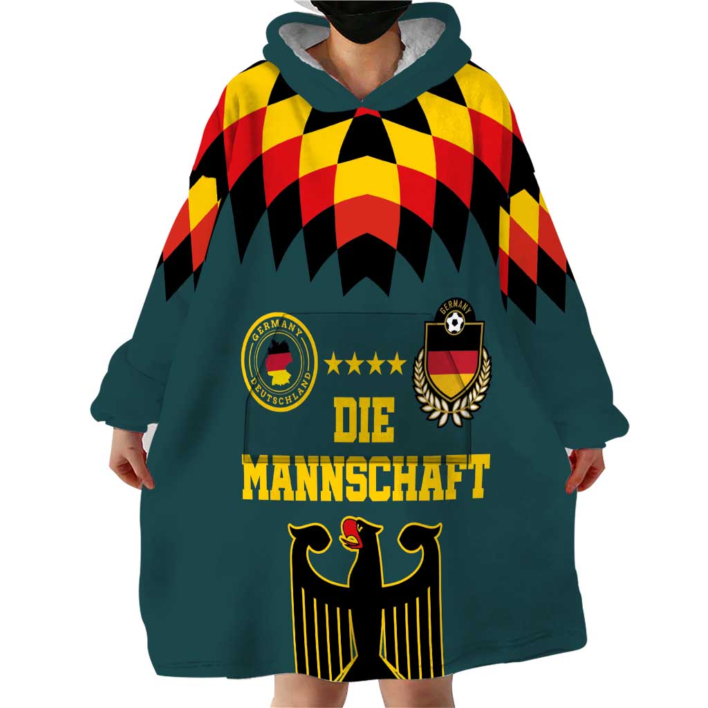Custom Germany Football 2024 Go Champion Wearable Blanket Hoodie Design 90s Style Away Color - Wonder Print Shop
