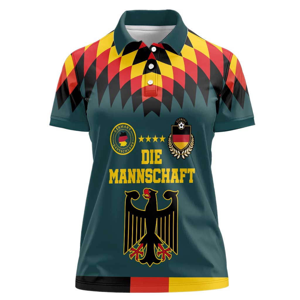 Custom Germany Football 2024 Go Champion Women Polo Shirt Design 90s Style Away Color - Wonder Print Shop