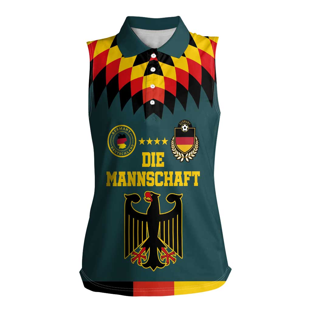 Custom Germany Football 2024 Go Champion Women Sleeveless Polo Shirt Design 90s Style Away Color - Wonder Print Shop