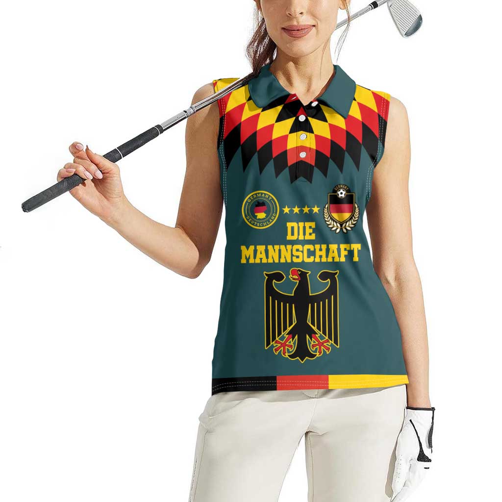 Custom Germany Football 2024 Go Champion Women Sleeveless Polo Shirt Design 90s Style Away Color - Wonder Print Shop