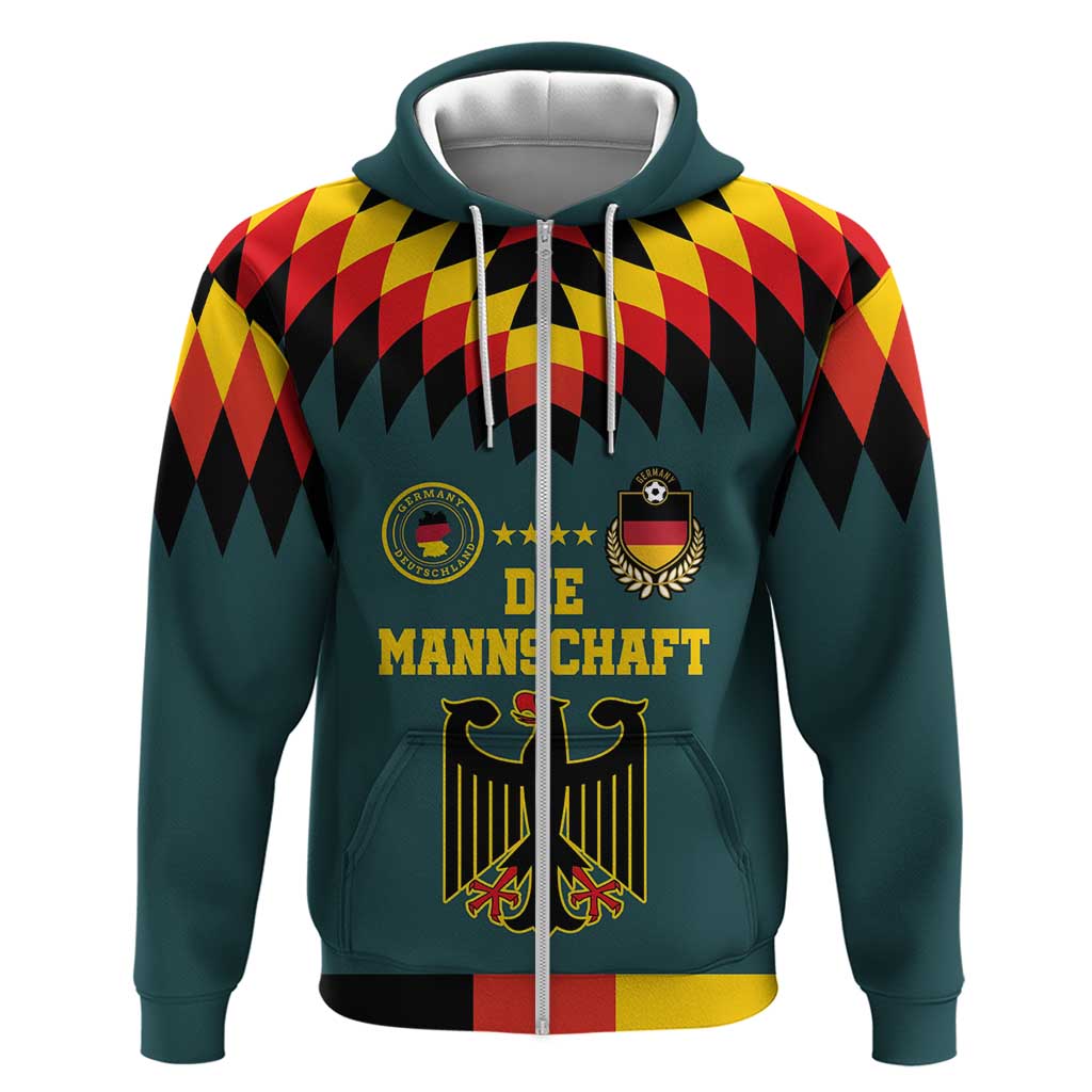 Custom Germany Football 2024 Go Champion Zip Hoodie Design 90s Style Away Color - Wonder Print Shop