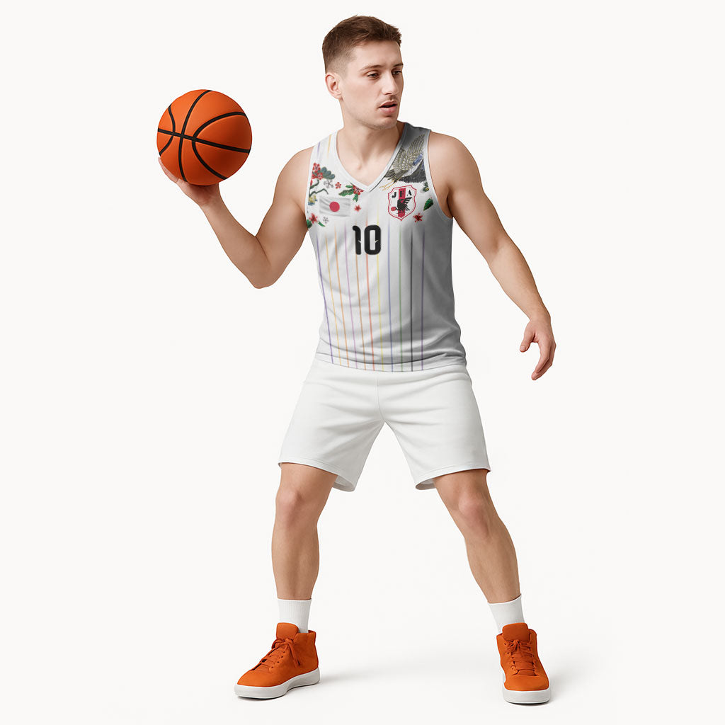 Japan Football Custom Basketball Jersey Colors Beyond Horizon Sashiko Effect White Version