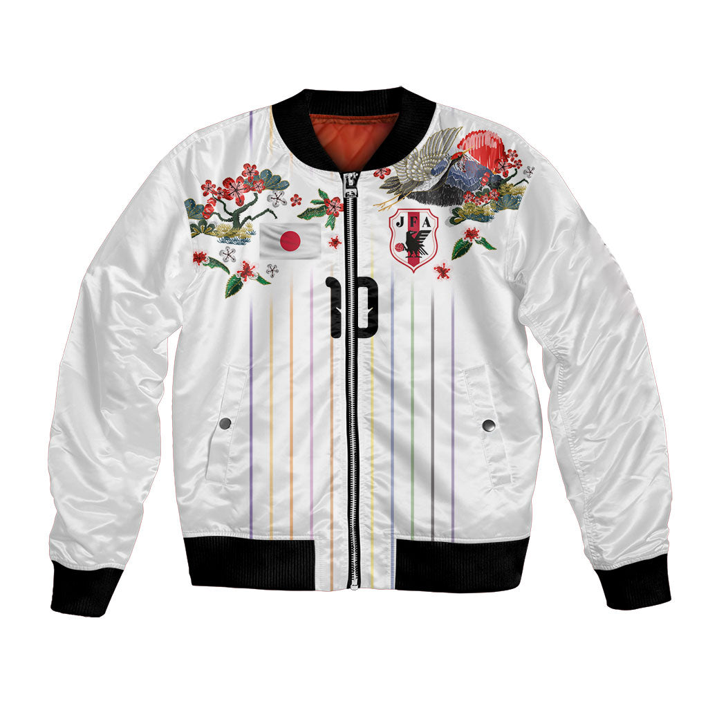 Japan Football Custom Bomber Jacket Colors Beyond Horizon Sashiko Effect White Version