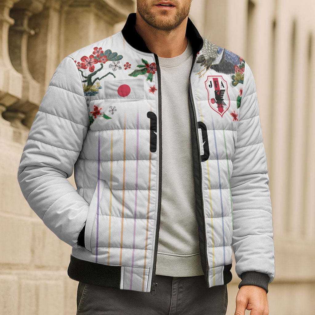 Japan Football Custom Bomber Puffer Jacket Colors Beyond Horizon Sashiko Effect White Version